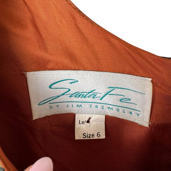 Santa Fe By Jim Tremblay Vintage Brown Gold Medallions Sleeveless Midi Dress - Picture 11 of 12